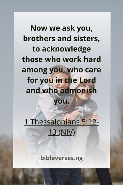 1 Thessalonians 5:12-13 (NIV)
